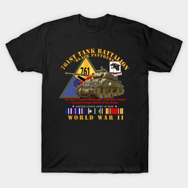 761st Tank Battalion - Black Panthers - w Tank w SSI WWII  EU SVC T-Shirt by twix123844